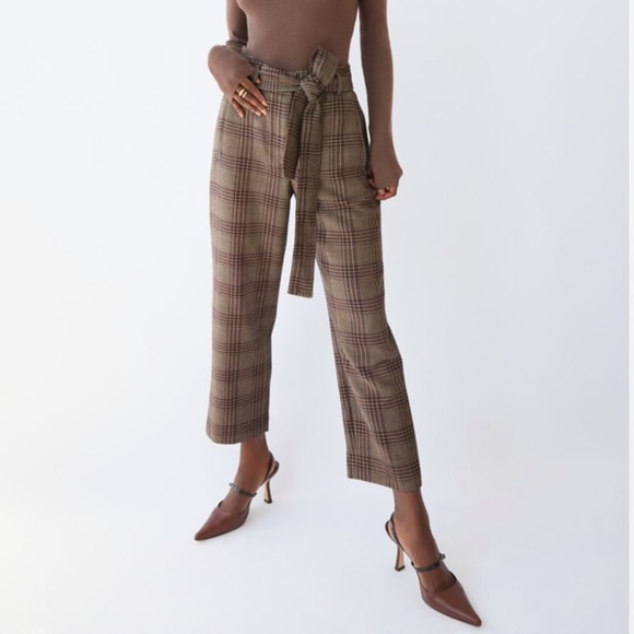 Aritzia Wilfred Tie Front Pants Plaid Size 6 - Picture 14 of 14